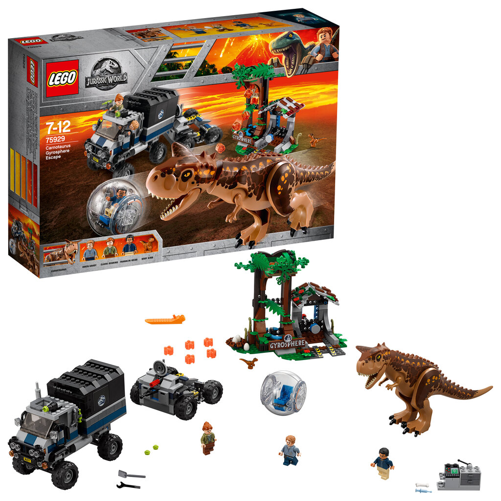 75929 LEGO® Jurassic World Karnotauro pabėgimas girosferoje kaina ir informacija | Konstruktoriai ir kaladėlės | pigu.lt