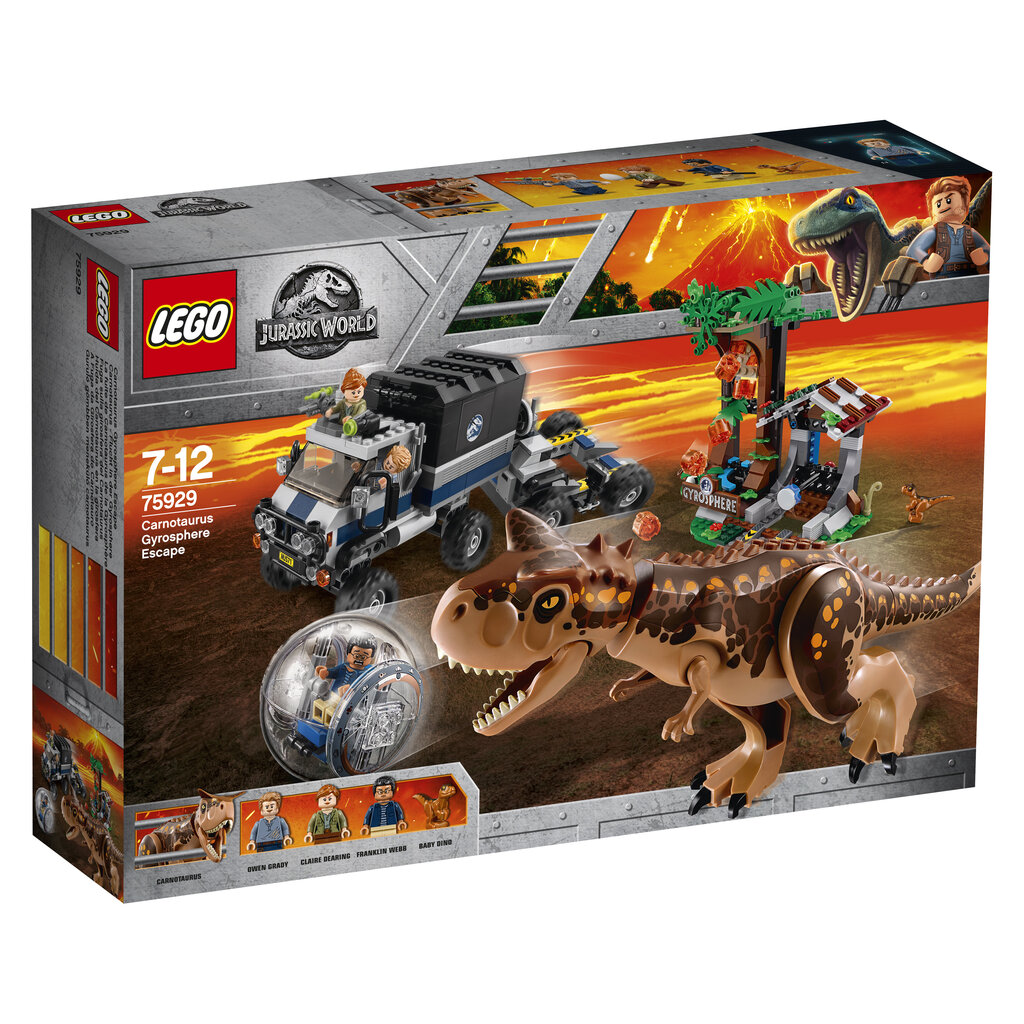 75929 LEGO® Jurassic World Karnotauro pabėgimas girosferoje kaina ir informacija | Konstruktoriai ir kaladėlės | pigu.lt