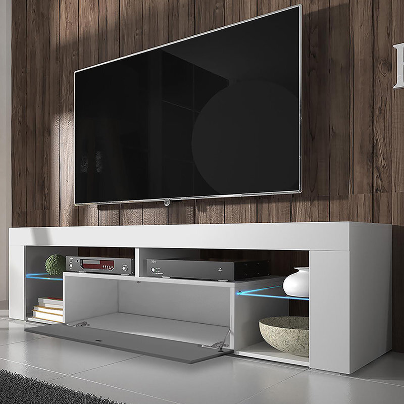TV staliukas Bianko LED, baltas/pilkas цена и информация | TV staliukai | pigu.lt