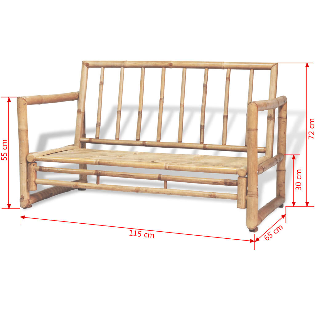 Sodo suoliukas, bambukas, 115x65x72cm kaina ir informacija | Lauko suolai | pigu.lt