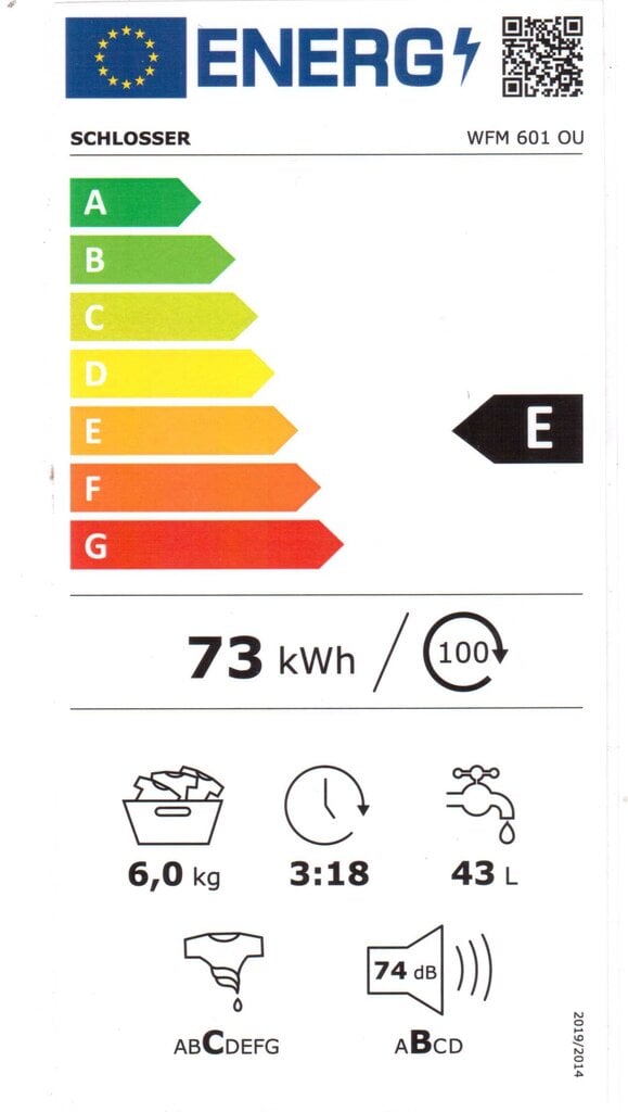 Schlosser WFM601OU kaina ir informacija | Skalbimo mašinos | pigu.lt