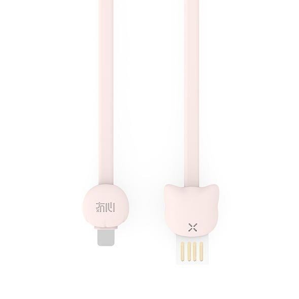 USB laidas Maoxin Vitality Cat Series Lightning, 2.1 A, 1 m, rožinis  kaina ir informacija | Kabeliai ir laidai | pigu.lt