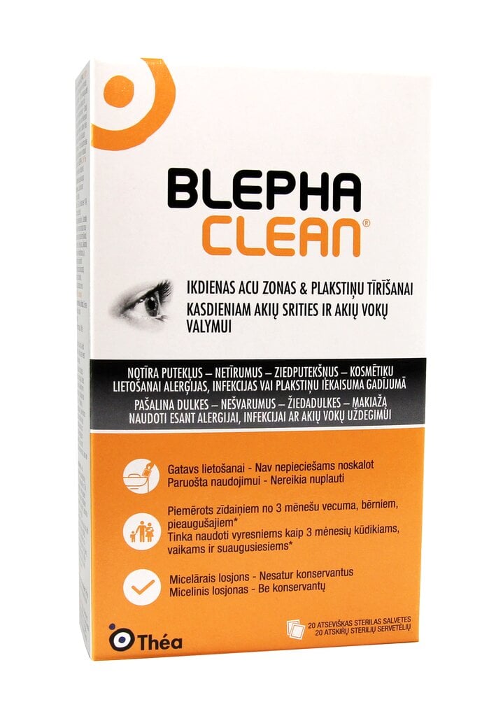 Servetėlė akių vokams Blephaclean, 20 vnt. цена и информация | Vatos gaminiai, drėgnos servetėlės | pigu.lt