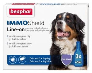 Beaphar Immo Shield lašai didelių veislių šunims (nuo 30 kg) nuo erkių, blusų ir vabzdžių kaina ir informacija | Vitaminai, papildai, antiparazitinės priemonės šunims | pigu.lt