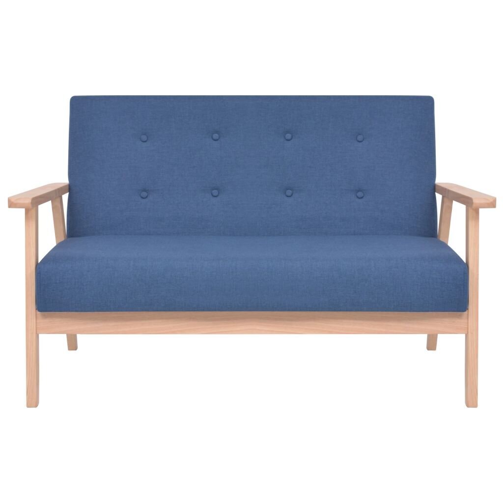 Dvivietė sofa, audinys, mėlynas kaina ir informacija | Sofos | pigu.lt