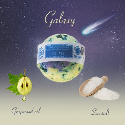 Vonios bombos "Galaxy" su jūros druska ir vynuogių sėklų aliejumi, Saules Fabrika, 145 g kaina ir informacija | Dušo želė, aliejai | pigu.lt