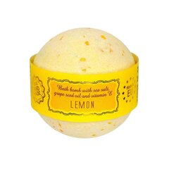 Vonios bombos "Lemon" su jūros druska ir vynuogių sėklų aliejumi, Saules Fabrika, 145 g kaina ir informacija | Dušo želė, aliejai | pigu.lt