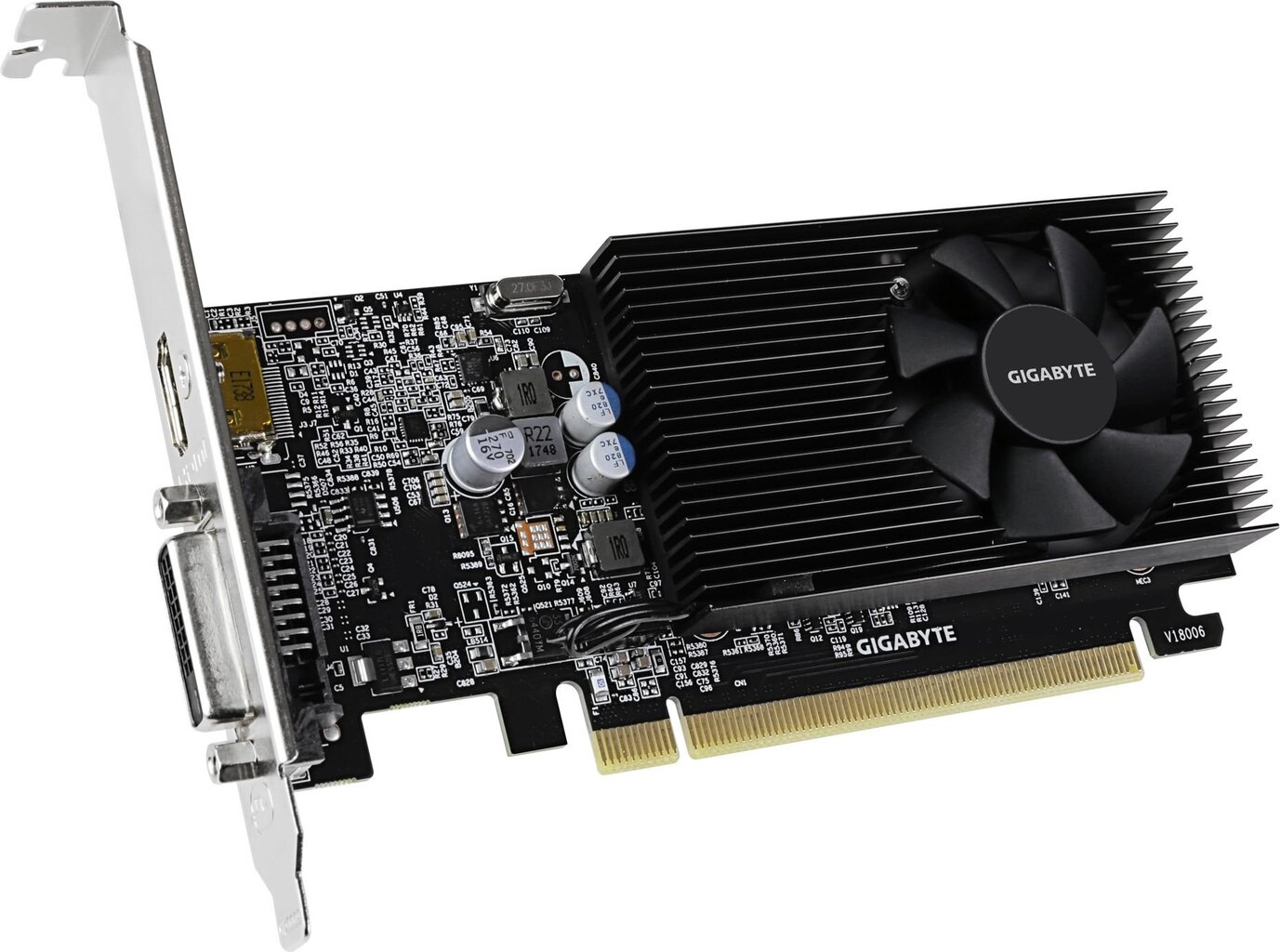 Gigabyte GeForce GT1030 Low Profile D4 2GB GDDR4 64bit DVI+2xHDMI (GV-N1030D4-2GL) цена и информация | Vaizdo plokštės (GPU) | pigu.lt