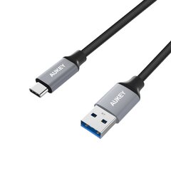 USB laidas Aukey LLTS101712, USB-C - USB 3.0, pintas, nailoninis, 1 m, juodas kaina ir informacija | Laidai telefonams | pigu.lt