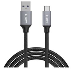 USB-кабель Aukey LLTS101712, USB-C - USB 3.0, плетеный, нейлоновый, 1 м, черный цена и информация | Кабели для телефонов | pigu.lt