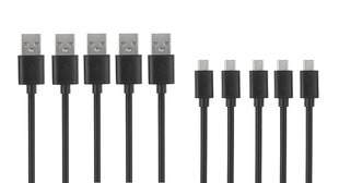 5 USB laidų rinkinys Aukey LLTS58204, micro USB - USB, 2 x 0.3 m, 2 x 1 m, 1 x 2 m, juodos spalvos цена и информация | Кабели для телефонов | pigu.lt