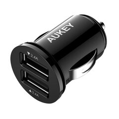 Автомобильное зарядное устройство для телефона Aukey LLTS86107, 2xUSB AiPower 4.8A 24W, чёрное цена и информация | Зарядные устройства для телефонов | pigu.lt