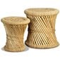 Taburečių komplektas, 2 vnt., bambukas, džiutas kaina ir informacija | Virtuvės ir valgomojo kėdės | pigu.lt