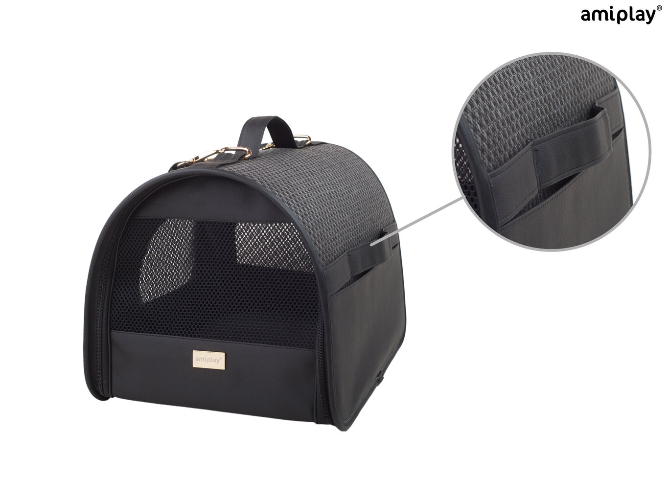 Amiplay transportavimo krepšys Morgan, L​, juodas kaina ir informacija | Transportavimo narvai, krepšiai | pigu.lt