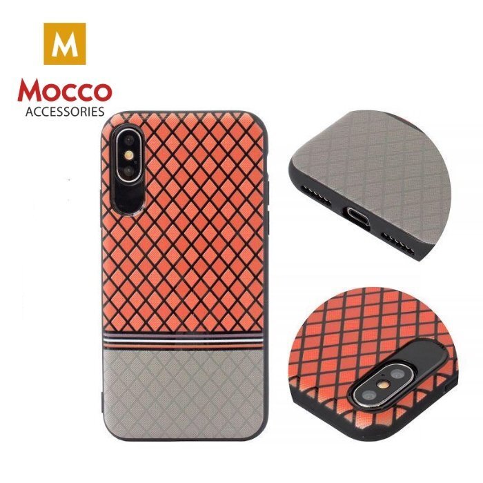 Apsauginis dėklas Mocco Trendy Grid And Stripes Silicone Back Case Apple iPhone X Red (Pattern 2) kaina ir informacija | Telefono dėklai | pigu.lt