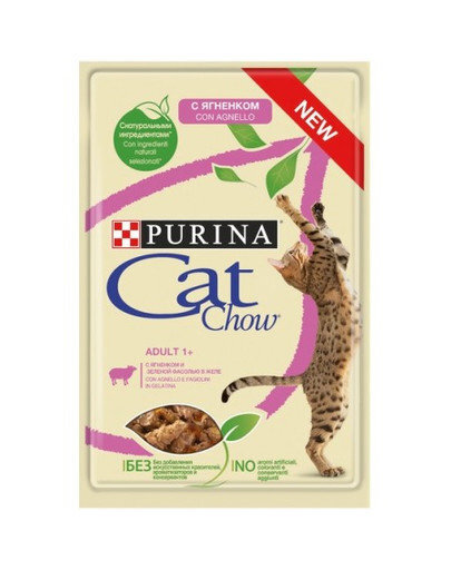 Purina Cat Chow Adult su ėriena ir žaliosiomis pupelėmis, 85 g цена и информация | Konservai katėms | pigu.lt