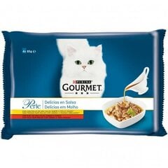 Nestle Gourmet Perle Gravy su vištiena ir jautiena, 3+1x85 g kaina ir informacija | Konservai katėms | pigu.lt