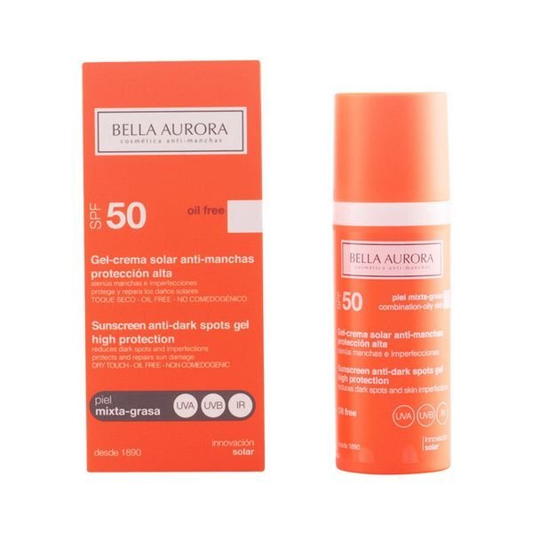 Saulės kremas nuo pigmentinių dėmių Spf 50 Bella Aurora, 50 ml kaina ir informacija | Kremai nuo saulės | pigu.lt