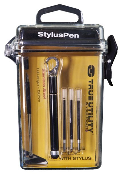Raktų pakabukas-teleskopinis rašiklis True Utility Stylus Pen Black kaina ir informacija | Raktų pakabukai | pigu.lt