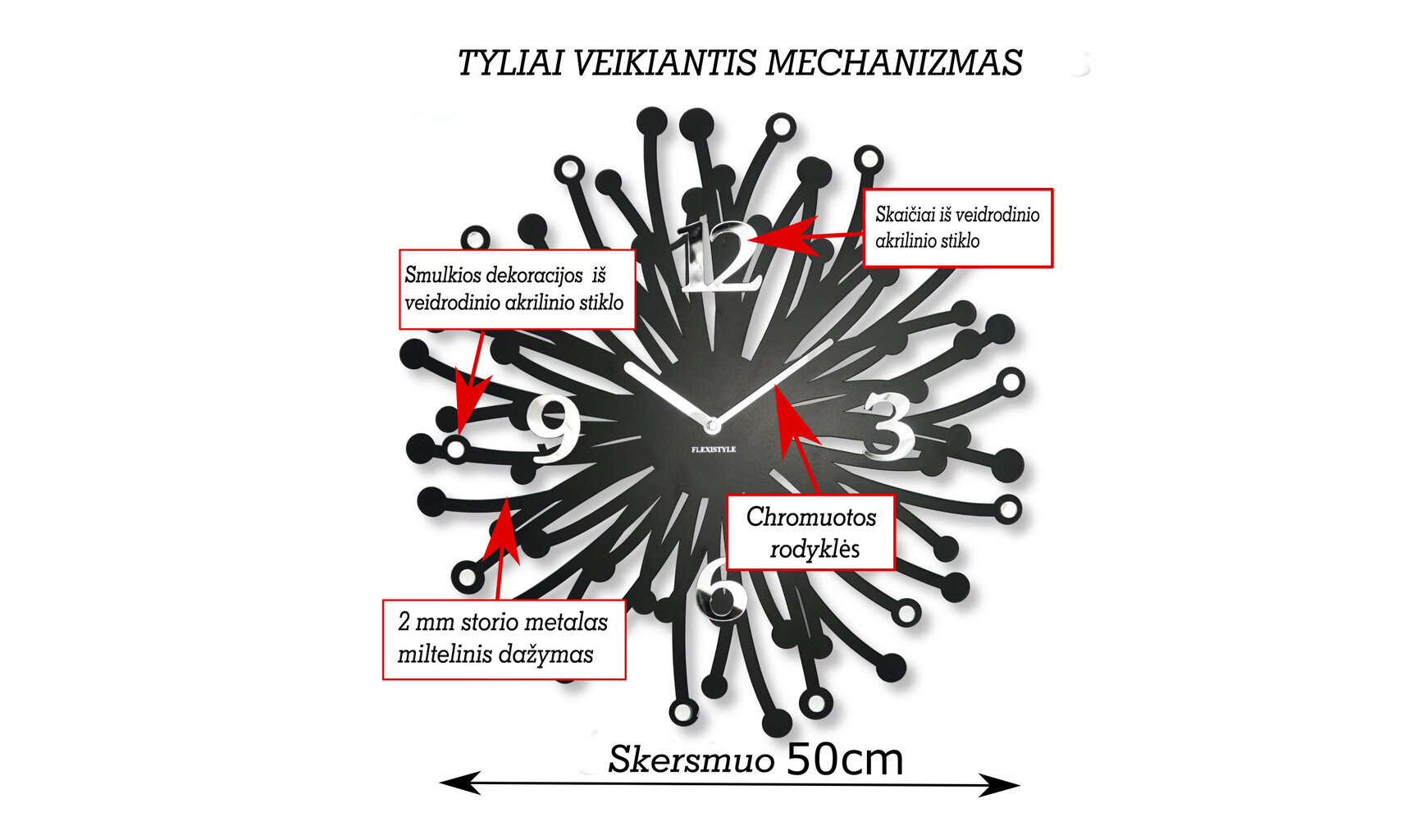 Sieninis laikrodis Metalinis Grožis kaina ir informacija | Laikrodžiai | pigu.lt