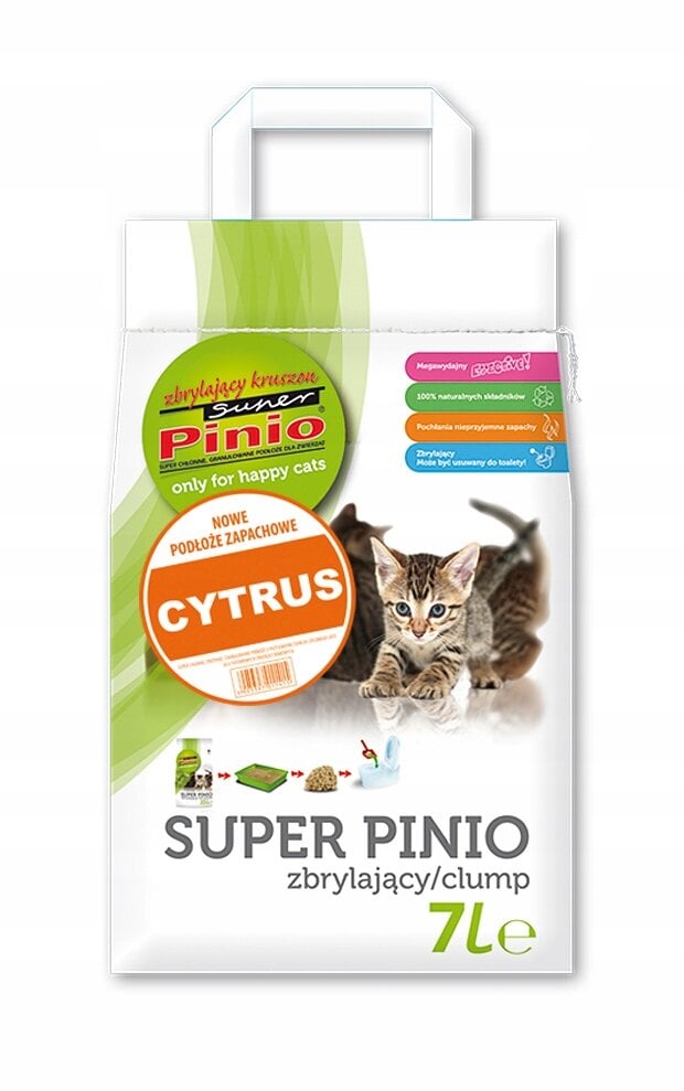 Sušokantis kraikas katėms Super Pinio Clumping Litter Lemon 7 L kaina ir informacija | Kraikas katėms | pigu.lt