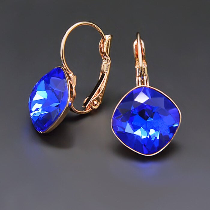 Auskarai moterims DiamondSky „Glare IV (Majestic Blue)“ su Swarovski kristalais