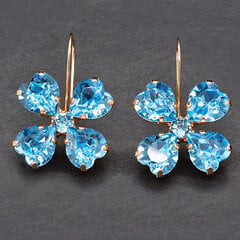 Auskarai moterims DiamondSky "Crystal Clover (Aquamarine Blue)" su Swarovski kristalais kaina ir informacija | Auskarai | pigu.lt