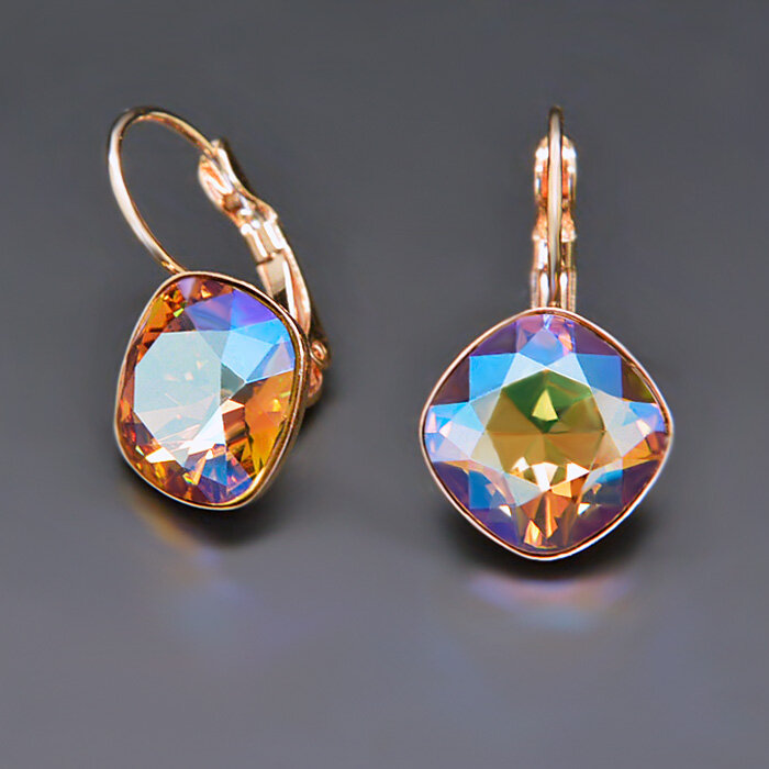 Auskarai moterims DiamondSky „Glare IV (Light Colorado Topaz Shimmer)“ su Swarovski kristalais