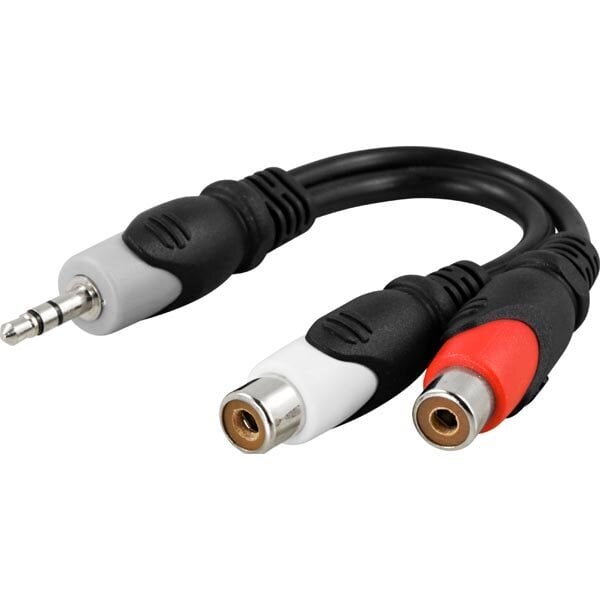 Deltaco AA-6, Aux Aux 3.5 mm/RCA, 0.1 m kaina ir informacija | Kabeliai ir laidai | pigu.lt