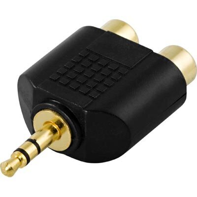 Adapteris DELTACO 3.5mm M - 2xRCA F / AA-25 kaina ir informacija | Adapteriai, USB šakotuvai | pigu.lt