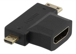 Adapteris Deltaco HDMI-22G, HDMI-M/miniHDMI-F/microHDMI-F kaina ir informacija | Deltaco Kompiuterinė technika | pigu.lt