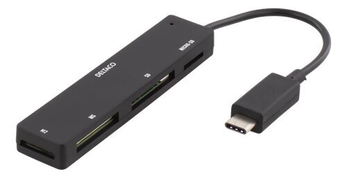 Kortelių skaitytuvas Deltaco UCR-154, USB-C, SD, Micro SD, M2 цена и информация | Adapteriai, USB šakotuvai | pigu.lt