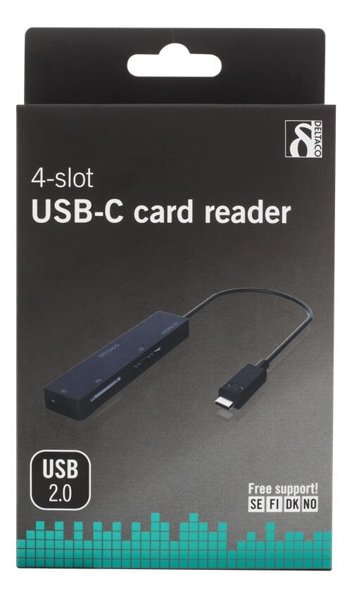 Kortelių skaitytuvas Deltaco UCR-154, USB-C, SD, Micro SD, M2 цена и информация | Adapteriai, USB šakotuvai | pigu.lt