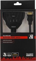 Deltaco HDMI-7001, 3 Port HDMI Pigtail switch kaina ir informacija | Adapteriai, USB šakotuvai | pigu.lt