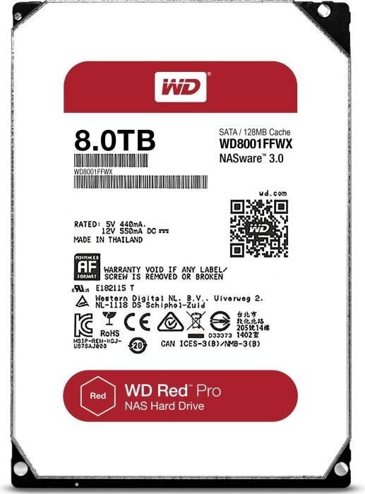 WD Red Pro 8TB Hard Drive 7200 RPM 256MB Cache 3.5" Internal HDD kaina ir informacija | Vidiniai kietieji diskai (HDD, SSD, Hybrid) | pigu.lt