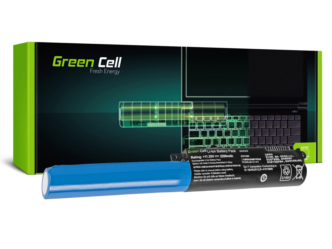 Green Cell Laptop Battery for Asus F540 F540L F540S R540 R540L R540S X540 X540L X540S kaina ir informacija | Akumuliatoriai nešiojamiems kompiuteriams | pigu.lt