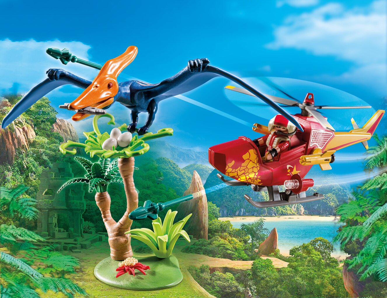 9430 PLAYMOBIL® Dinos, Sraigtasparnis su Pterodaktiliu kaina ir informacija | Konstruktoriai ir kaladėlės | pigu.lt