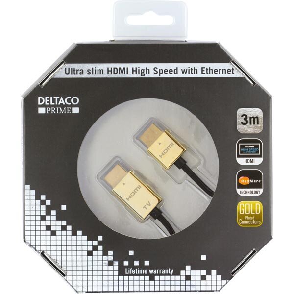 Deltaco HDMI-1043-K, HDMI, 3 m kaina ir informacija | Kabeliai ir laidai | pigu.lt