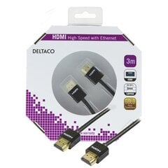 Deltaco HDMI-1093-K, HDMI, 3 m kaina ir informacija | Kabeliai ir laidai | pigu.lt