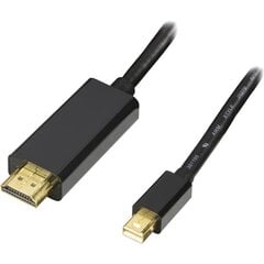 Deltaco (DP-HDMI104-K), mini DP - HDMI, 1 m цена и информация | Кабели и провода | pigu.lt