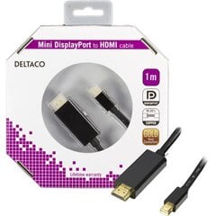 Deltaco DP-HDMI104-K, Mini DP/HDMI, 1 m kaina ir informacija | Kabeliai ir laidai | pigu.lt
