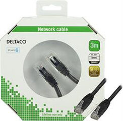 Patch kabelis Deltaco TP-63S-K, RJ45 UTP (CAT 6), 3 m kaina ir informacija | Kabeliai ir laidai | pigu.lt