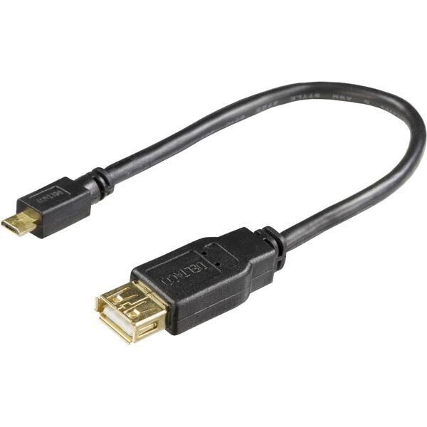 Deltaco USB-73-K, USB-A, 0.2 m kaina ir informacija | Kabeliai ir laidai | pigu.lt