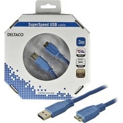 Deltaco USB3-030-K kaina ir informacija | Laidai telefonams | pigu.lt