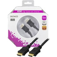 DELTACO HDMI кабель, 4K, UltraHD в 30 Гц, 5м, черный / HDMI-1050-K цена и информация | Кабели и провода | pigu.lt
