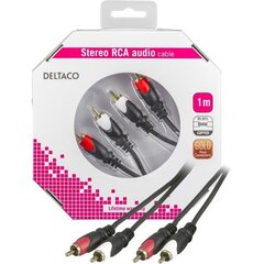 Deltaco MM-109-K, RCA, 1 м цена и информация | Кабели и провода | pigu.lt