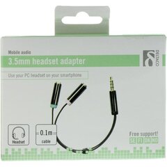 Deltaco AUD-201, Aux Aux 3.5 mm 4pin M/3pin F, 0.1 m kaina ir informacija | Adapteriai, USB šakotuvai | pigu.lt