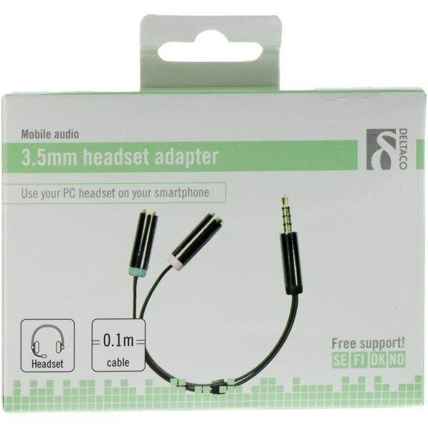 Deltaco AUD-201, Aux Aux 3.5 mm 4pin M/3pin F, 0.1 m цена и информация | Adapteriai, USB šakotuvai | pigu.lt