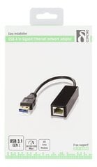 DELTACO USB3-GIGA5, 1xRJ45, 1xUSB 3.0 kaina ir informacija | Kabeliai ir laidai | pigu.lt