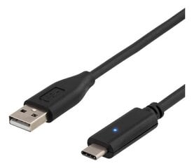 Deltaco USBC-1004-K, USB-C/USB-A, 1 m kaina ir informacija | Laidai telefonams | pigu.lt